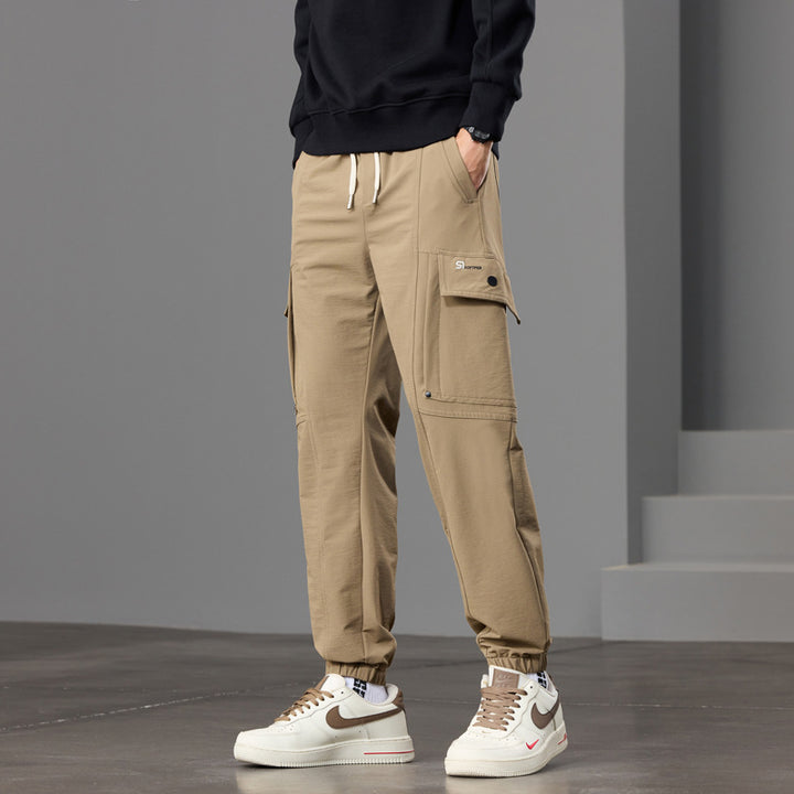 Herren Tapered Cargo-Joggerhose mit Knieeinsatz, Tunnelzugbund und Klappentaschen Drune