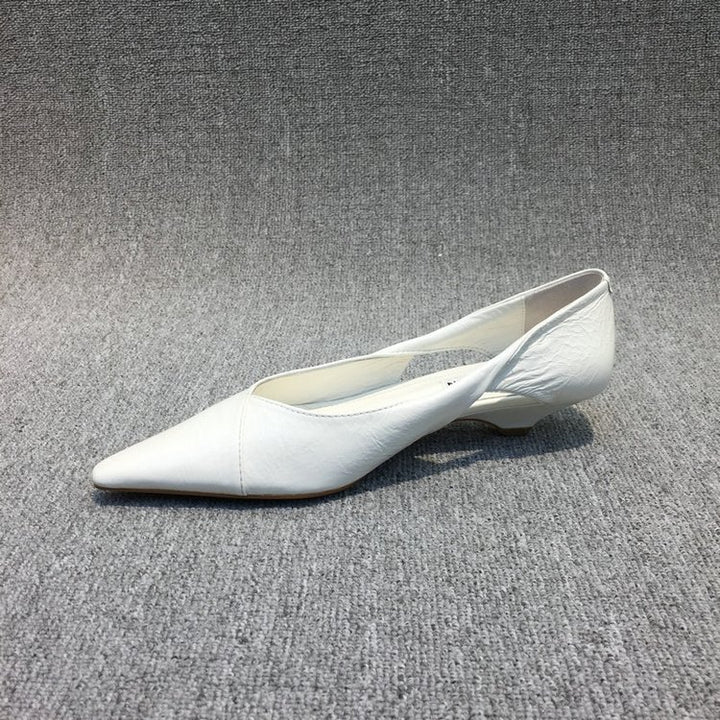 Damen raffinierte spitze Ballerinas mit geschmeidiger Lederoberfläche Drune