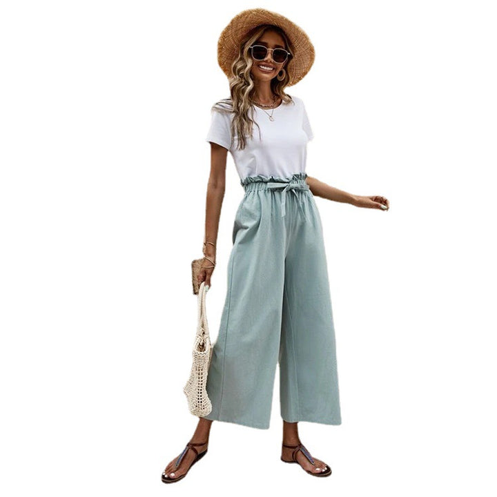 Damen Legere Culottes mit hoher Taille und weitem Bein Drune
