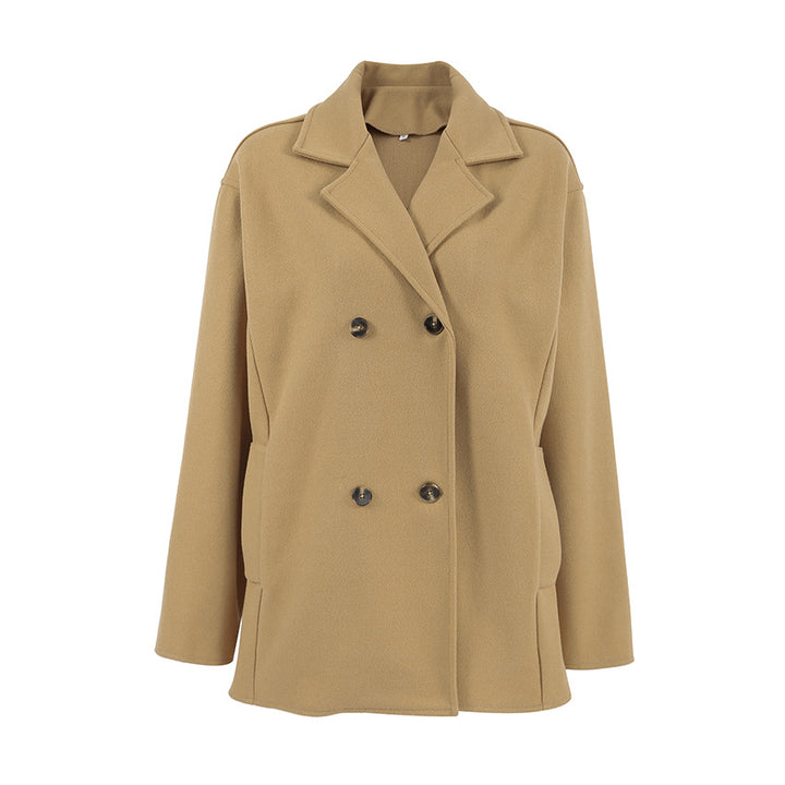 Damen Modischer Wool-Blend Blazer mit doppelter Knopfleiste Drune