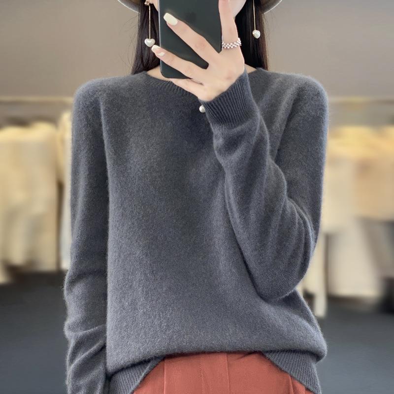 Damen Lockerer Feinstrick-Pullover mit Rundhalsausschnitt und flauschiger Angora-Optik Drune