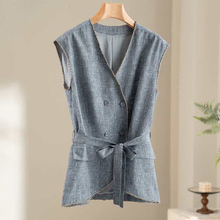 Damen Weite Plissee-Hose mit hohem Elastikbund und Relaxed-Fit Drune
