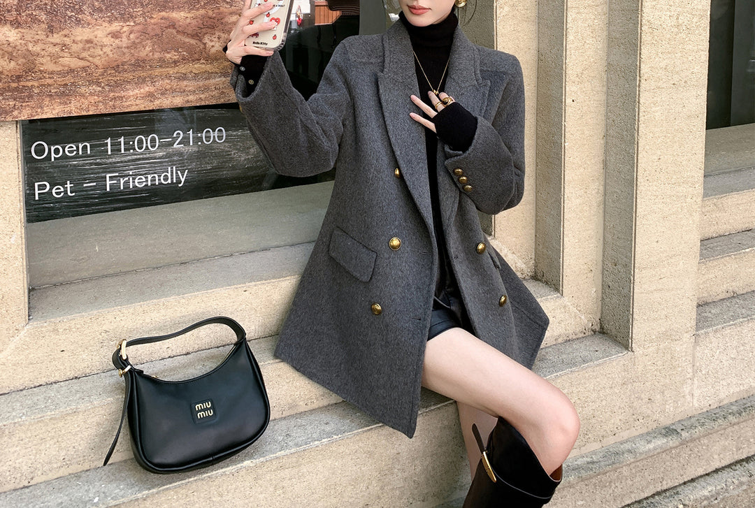 Damen Eleganter Wollmantel Drune