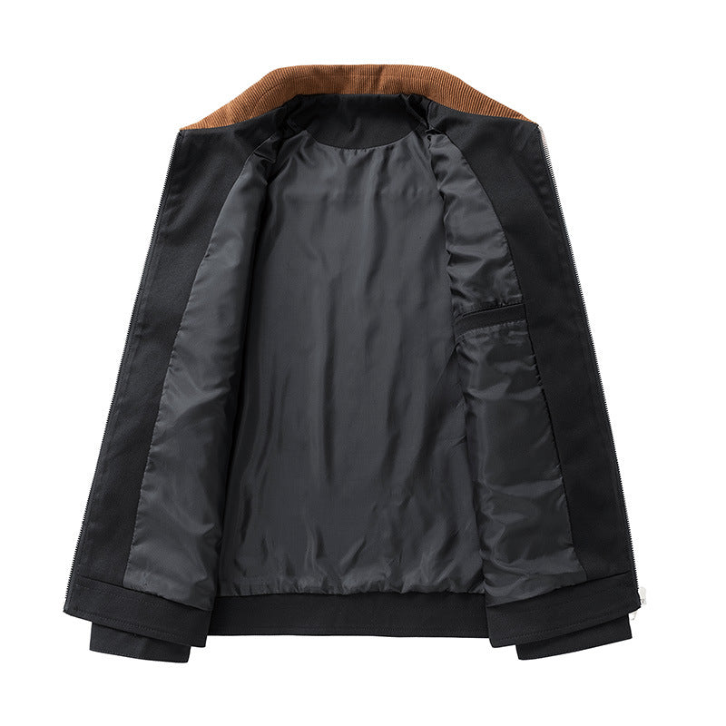 Herren Modische Übergangsjacke mit Cordkragen Drune