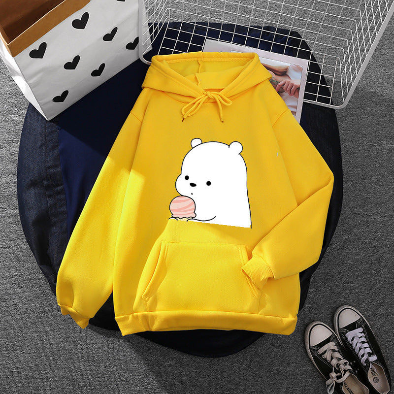 Damen nan oversized Kapuzenpullover im Streetstyle mit weichem Fleece-Innenfutter, Kängurutasche und farbenfrohem Cartoon-Katzen-Planet-Print Drune