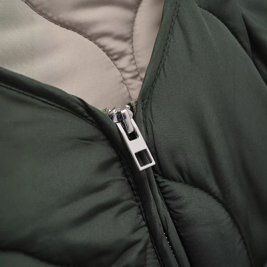 Damen nan gesteppte Oversize-Quiltjacke mit Rundhals, durchgehendem Reißverschluss und aufgesetzten Taschen Drune