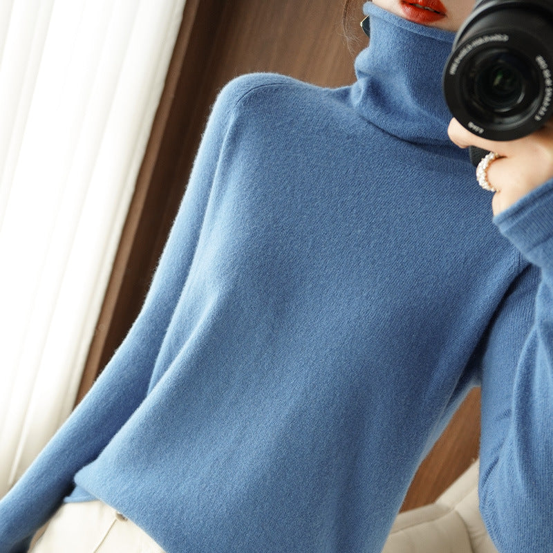 Damen Weicher Rollkragenpullover aus Kaschmir‑Look mit Daumenloch und figurbetonter Silhouette Drune