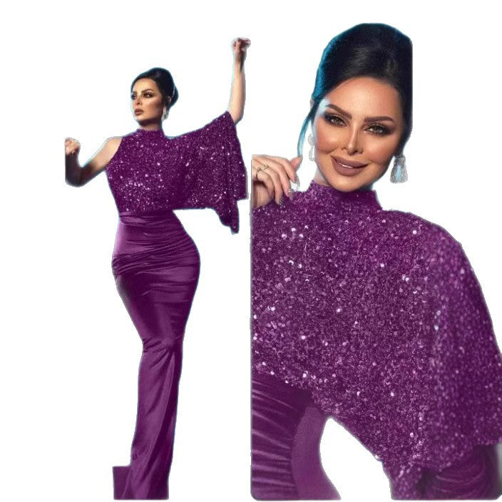 Damen Glamouröses Abendkleid mit funkelndem Oberteil und elegantem Schimmer Drune