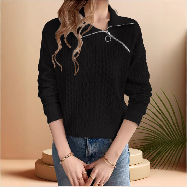 Damen Strickpullover mit half-zip und strukturiertem Design Drune