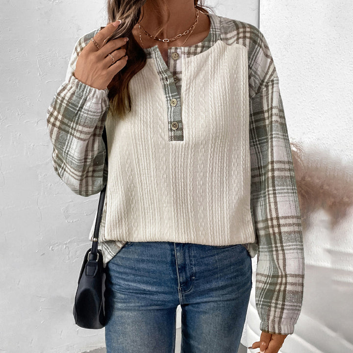 Damen Langarm Hemd mit Karo-Details Drune