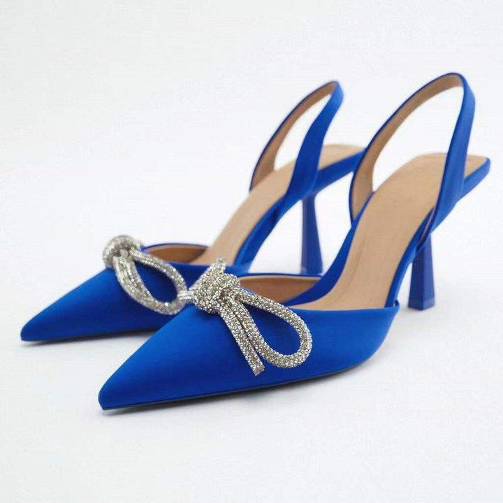 Damen elegante Slingback-Pumps mit glitzernden Schleifen-Details Drune