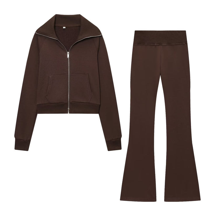 Damen 600+ hochtaillierte ausgestellte Jersey‑Hose mit Stretchbund Drune