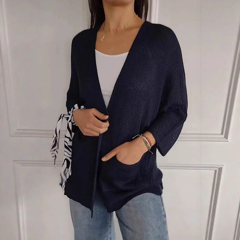 Damen luftiger Strick-Cardigan mit Taschen und weitem Schnitt Drune