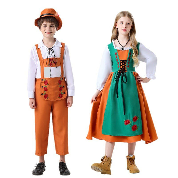 Damen nan folkloristisches Kinderdirndl mit geschnürtem Mieder und bestickter Schürze Drune