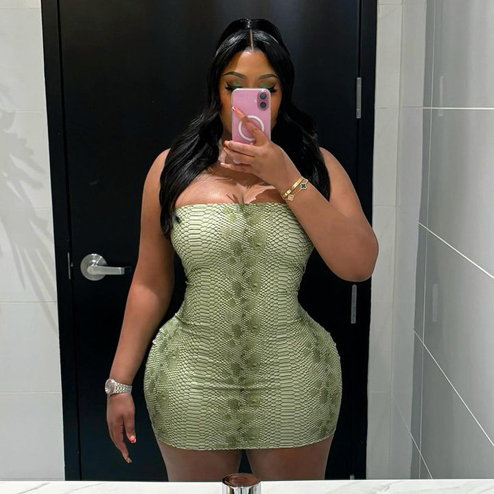 Damen figurbetontes Minikleid mit schlangenhautförmigem Design Drune