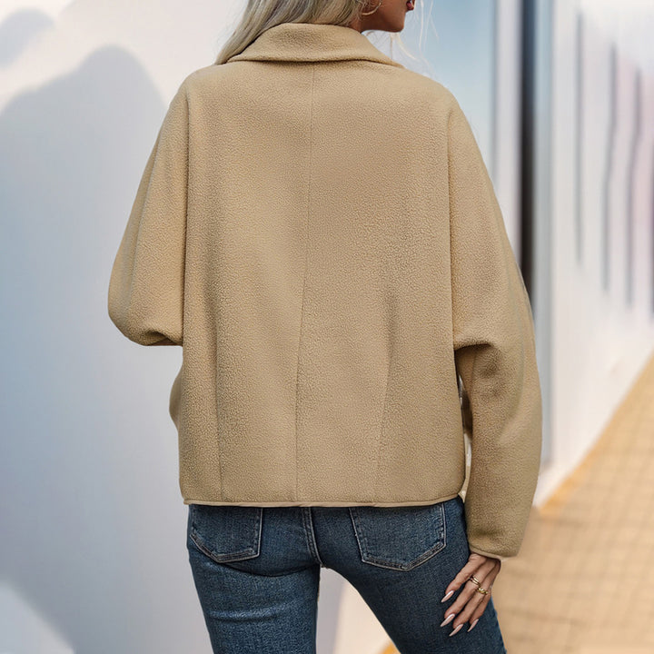 Damen Kurz geschnittene Teddy‑Fleece Jacke mit Knebelverschlüssen Drune