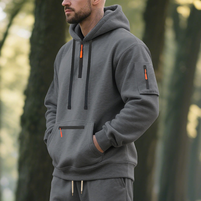 Herren Sportlicher Hoodie mit funktionalen Reißverschlusstaschen Drune