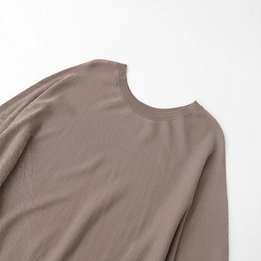 Damen Strickkleid mit überschnittenem Fledermaus-Poncho und Ballonärmeln Drune