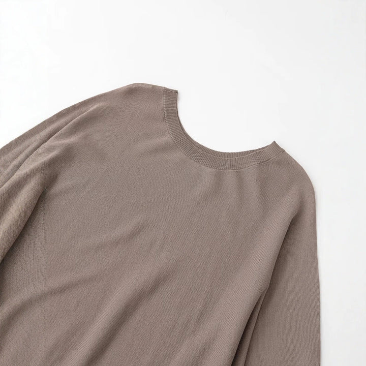 Damen Strickkleid mit überschnittenem Fledermaus-Poncho und Ballonärmeln Drune