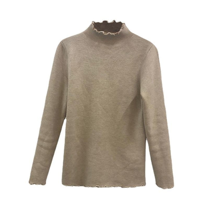 Damen Kurzer Rollkragenpullover mit unterschiedlichem Materialmix Drune