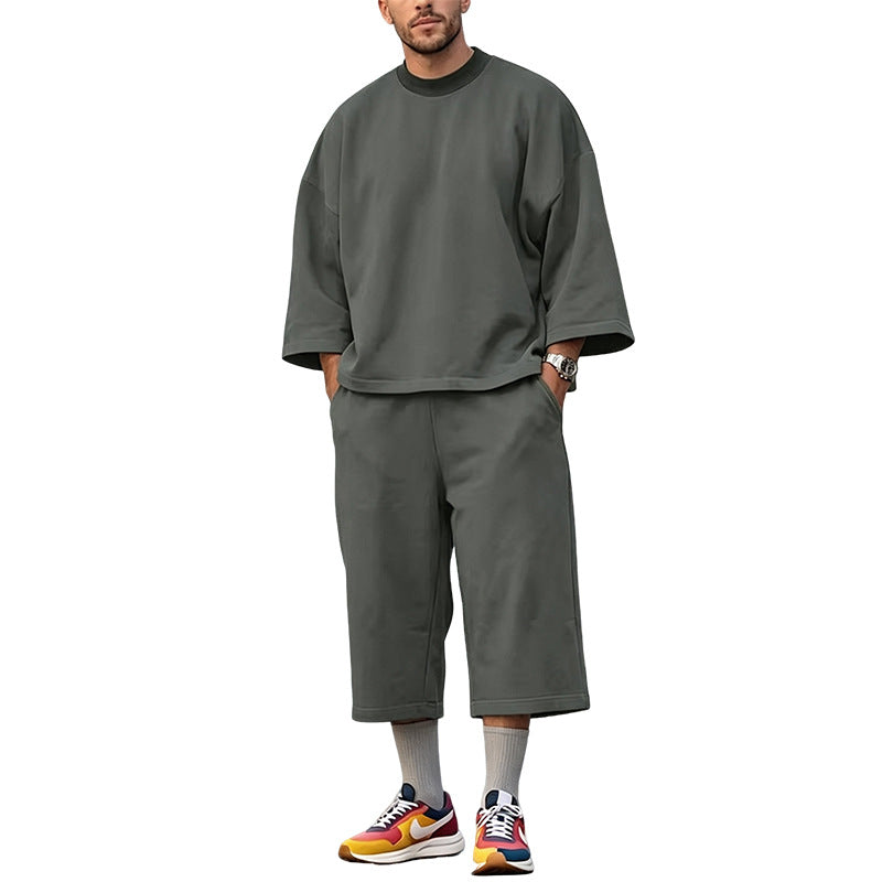 Damen Weiches Oversize-Lounge-Set mit weiten Fledermausärmeln und elastischer Bundhose Drune