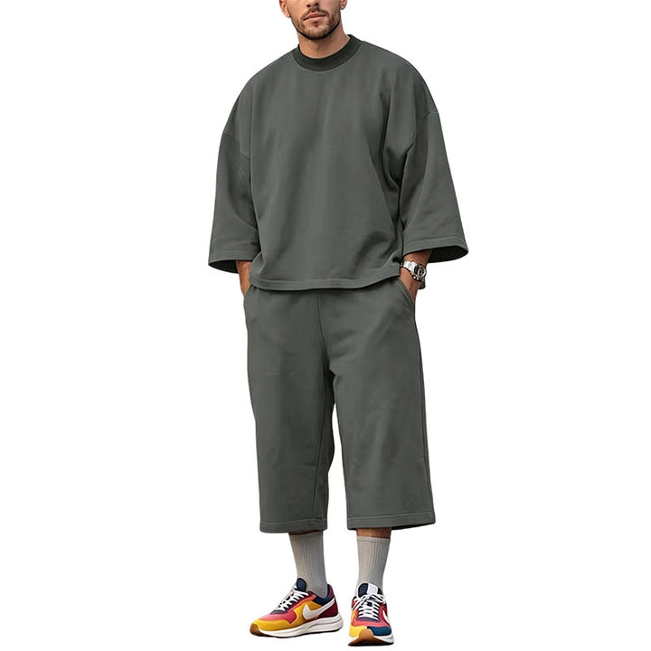 Damen Weiches Oversize-Lounge-Set mit weiten Fledermausärmeln und elastischer Bundhose Drune