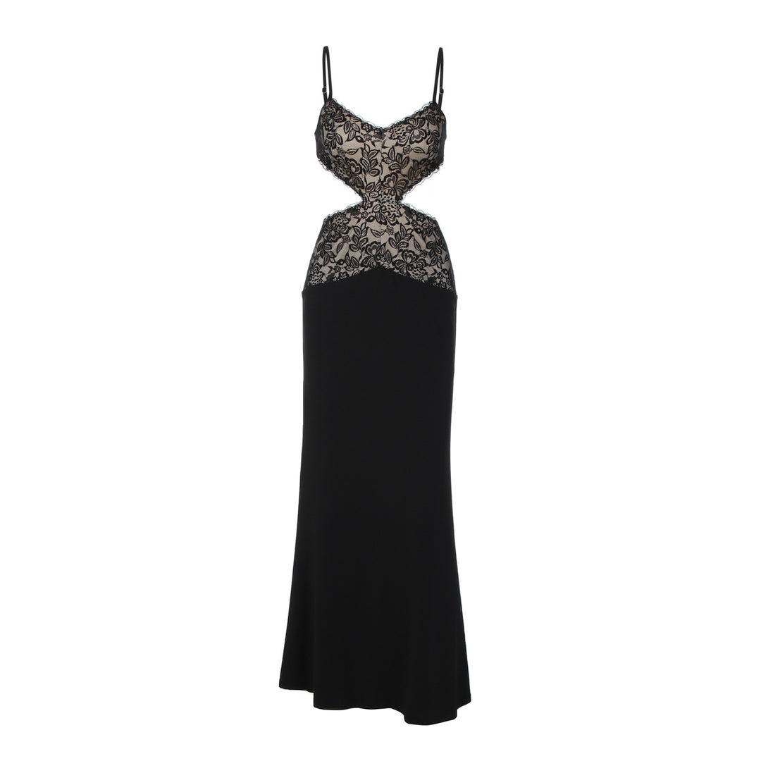 Damen Elegantes Maxikleid mit Spitzenoberteil und raffiniertem Schnitt Drune