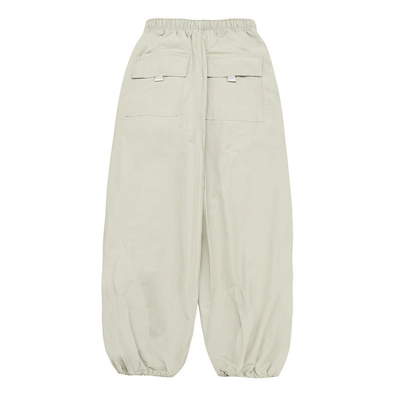 Unisex Weite Harem-Hose mit Kordelzugbund, elastischen Beinabschlüssen und Oversize-Silhouette Drune