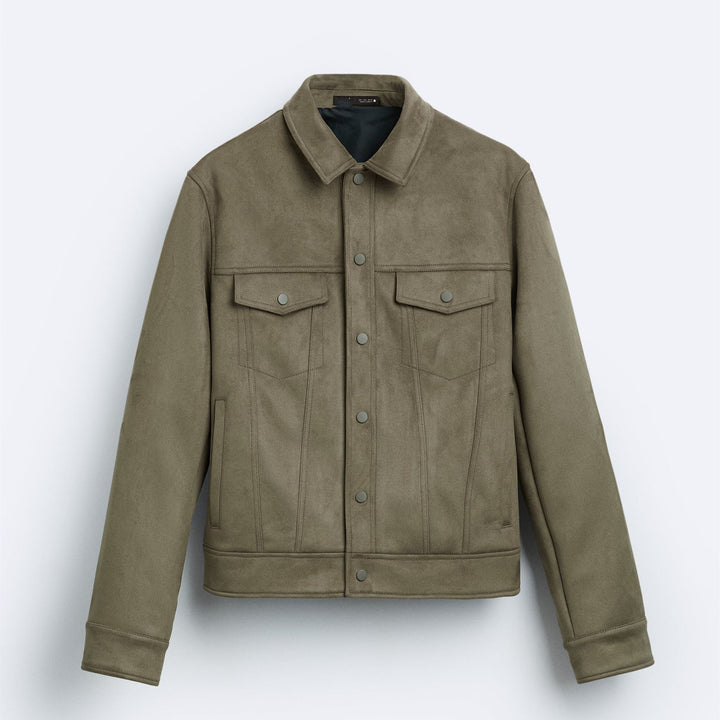 Herren Kurze Truckerjacke aus Velourslederoptik Drune