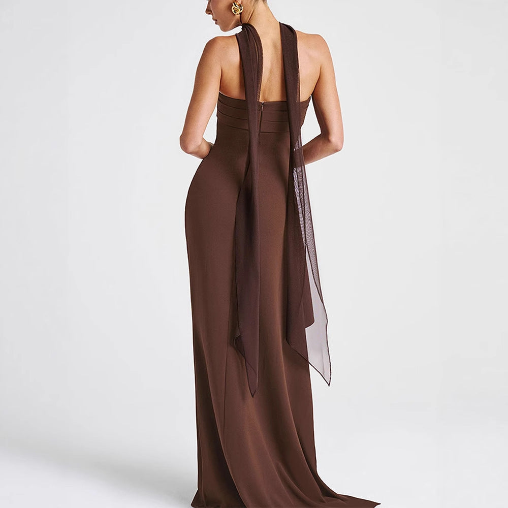 Damen Maxi-Kleid mit raffiniertem Wickeldesign und asymmetrischen Details Drune