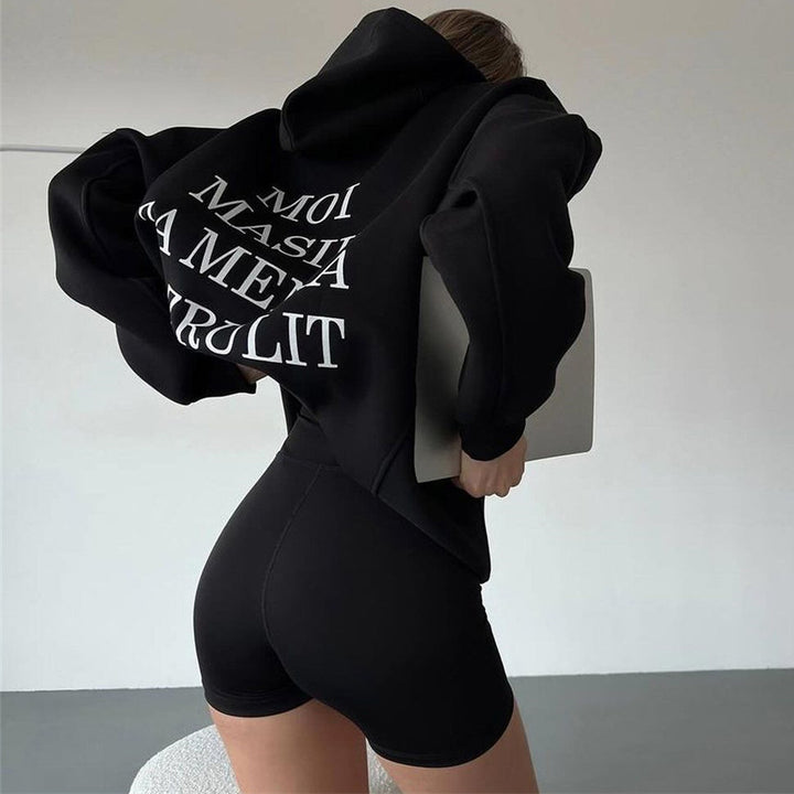Damen Urbaner Kapuzenpullover mit verspieltem Schriftzug Drune