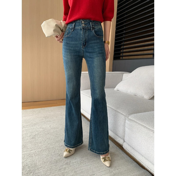 Damen Flared Jeans im vintage Stil mit hohem Bund und schmeichelndem Schnitt Drune