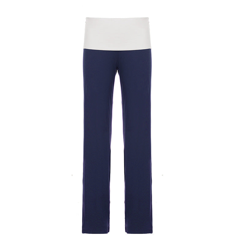 Damen nan weiche Yoga-Loungehose mit umklappbarem Bund und weitem Bein Drune