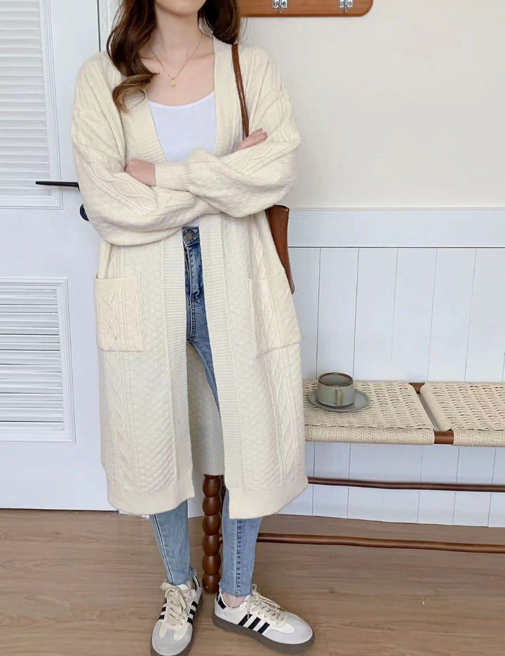 Damen Kuschelige Strickjacke mit Kabelmuster Drune