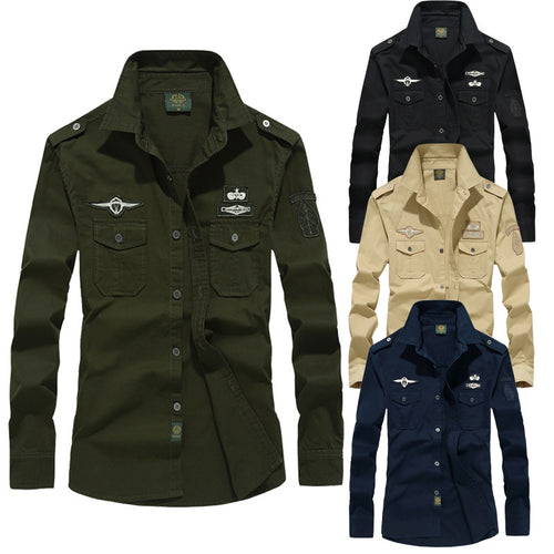 Herren Militärisch inspirierte Hemdjacke mit Epauletten und Patchdetails Drune