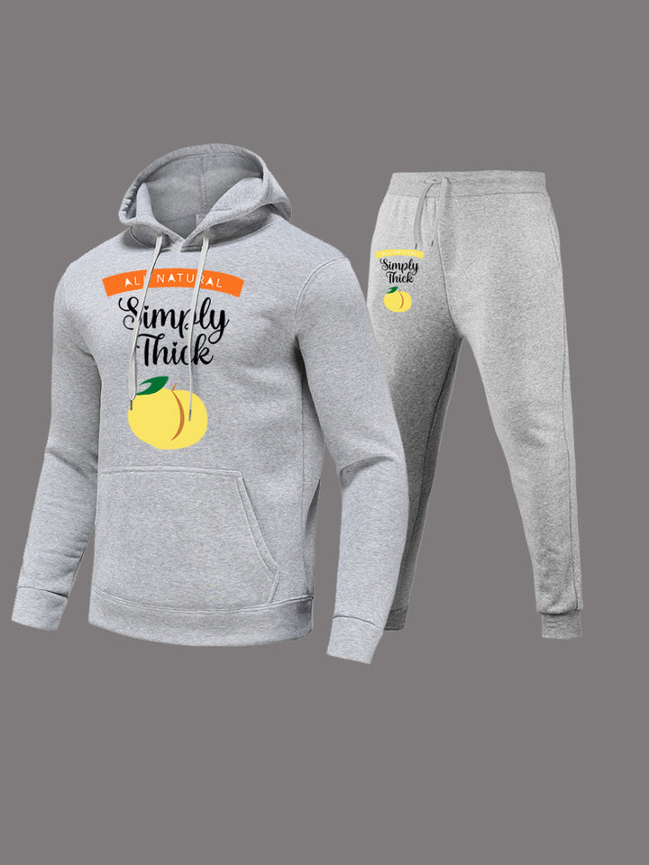 Damen Hoodie- und Jogginghose-Set mit kreativem Fruchtmotiv und bequemer Passform Drune