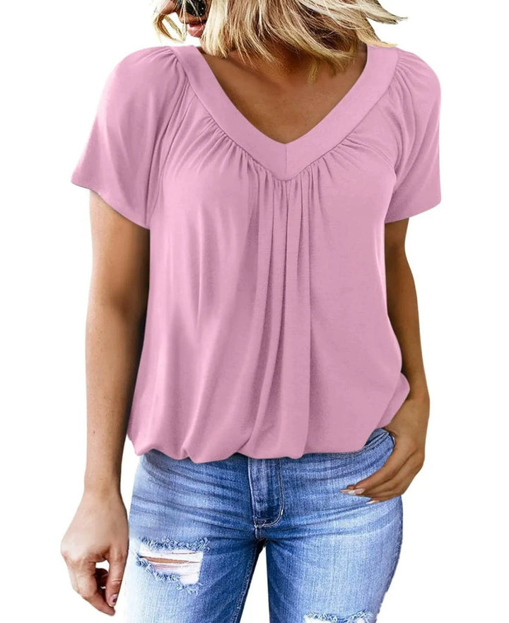 Damen V-Ausschnitt Bluse mit weichem Fall und modischem Schnitt Drune