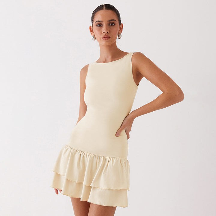 Damen Verspielt Minikleid mit voluminösen Rüschen und schickem Schnitt Drune