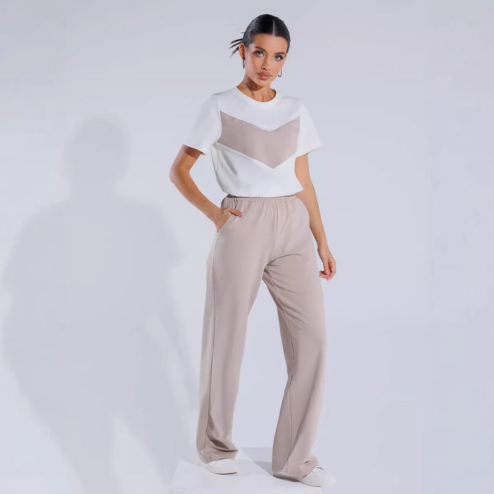 Damen lässiges T-Shirt mit modernem Farbblockdesign und leichtem Oversized-Schnitt