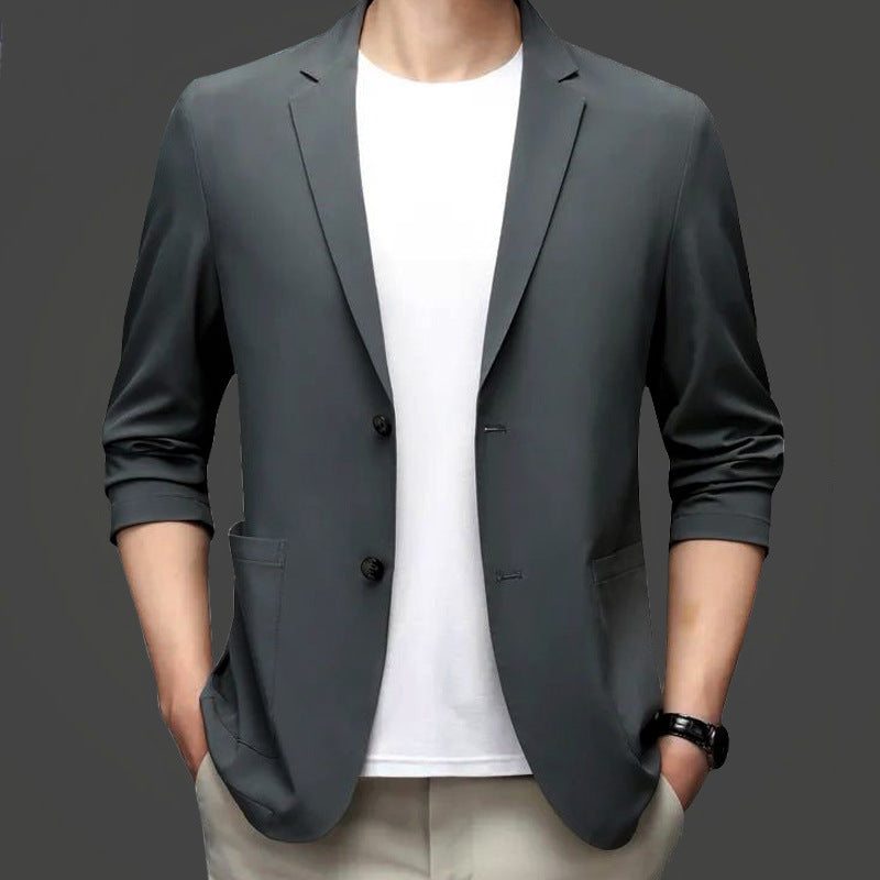 Herren legerer elastischer Sommerblazer mit dreiviertelärmeln und schlanker Passform Drune