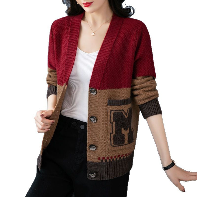 Damen lässige Strickjacke mit modernen Zopfmustern und praktischen Taschen Drune