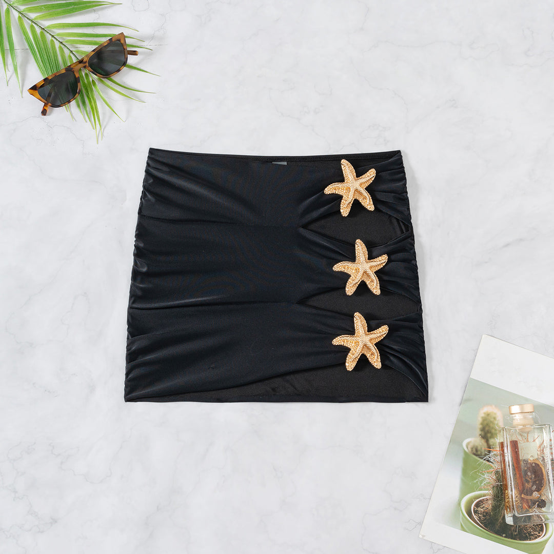 Damen Strandrock mit eleganten Cut-Outs und funkelnden Muschel-Details Drune