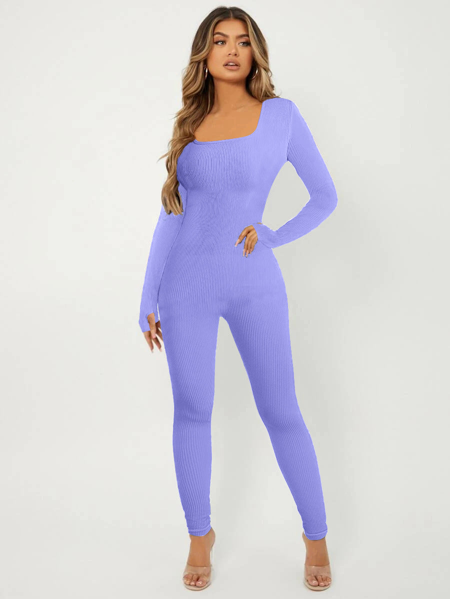 Damen Langarm Jumpsuit im eleganten Rippenmuster Drune