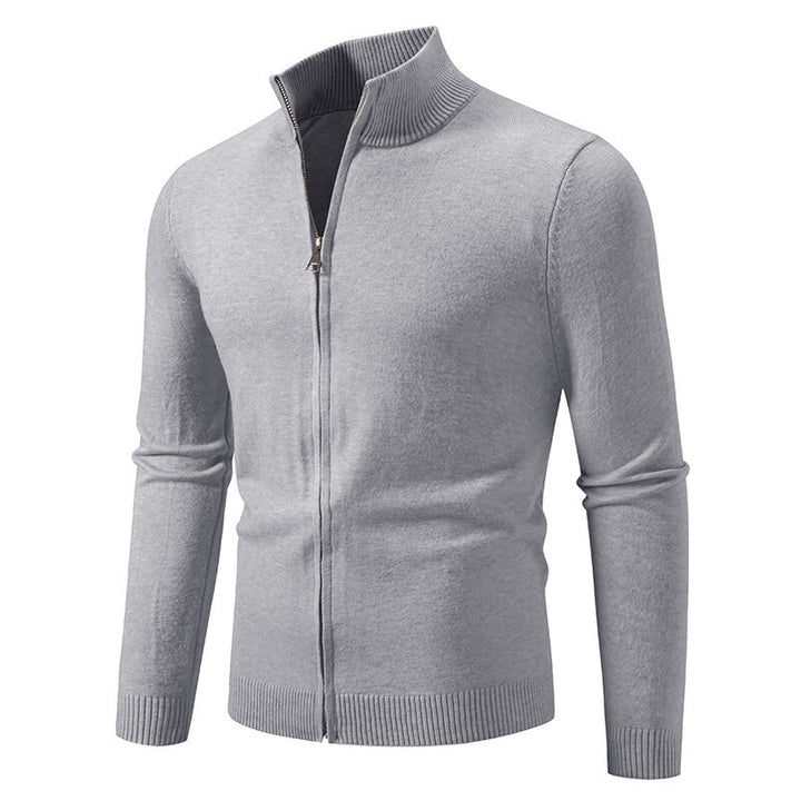 Herren modische Strickjacke mit hohem Kragen und funktionellem Reißverschluss Drune