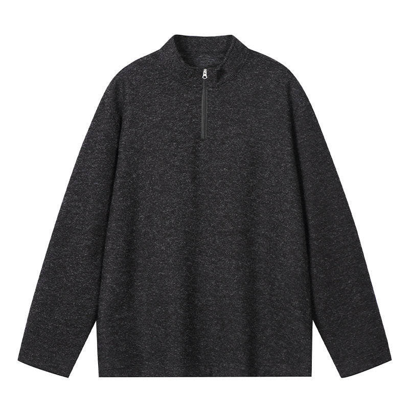 Herren Halbzip-Strickpullover mit Stehkragen und melierter Struktur Drune