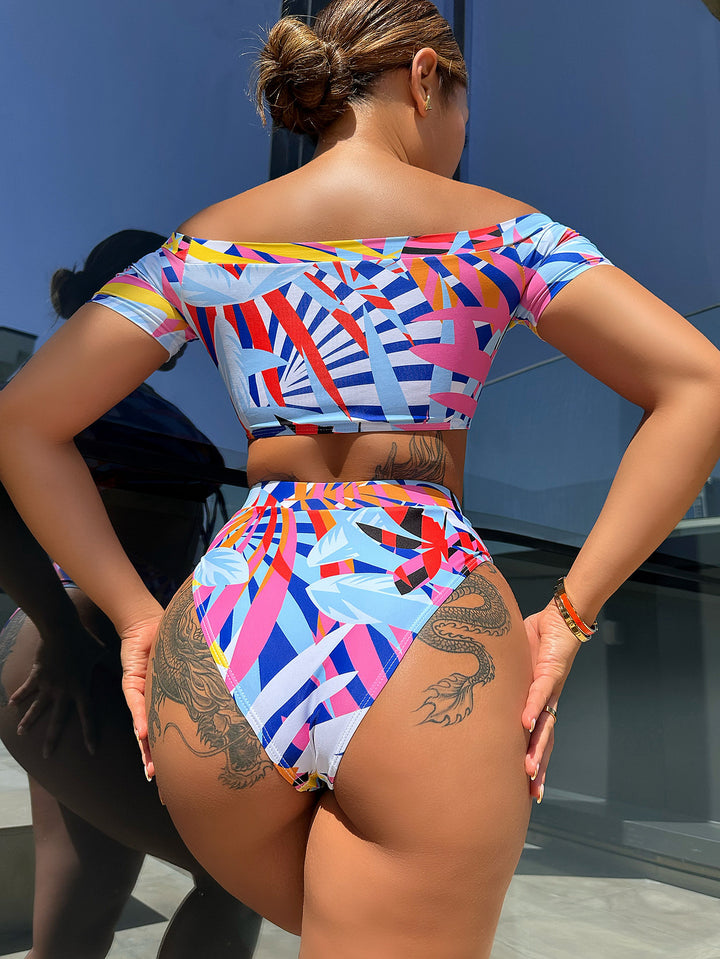 Damen Bikiniset mit modischem Off-Shoulder-Design und eleganter Schnürung Drune