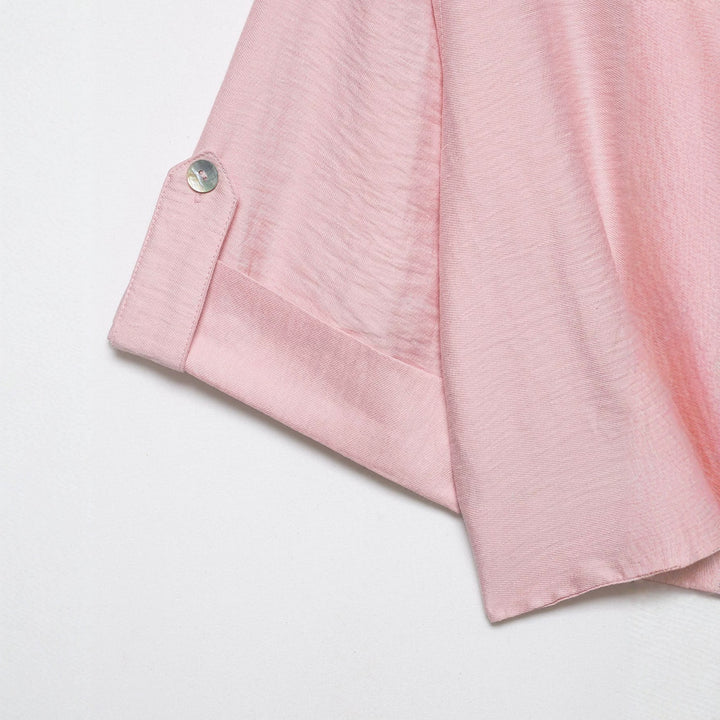 Damen Oversize Leichte Hemdbluse mit Umschlagärmeln und V-Ausschnitt Drune