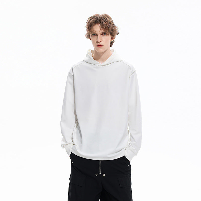 Herren Oversize-Kapuzenpullover aus schwerem Baumwolljersey mit Raglanärmeln und sichtbaren Kontrastnähten Drune