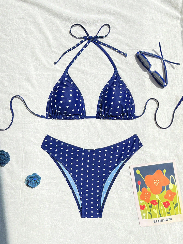 Damen Triangel-Bikini mit dekorativen Punkten Drune