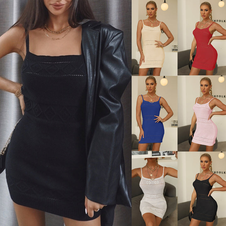 Damen elegantes Strickkleid mit verzierten Details Drune